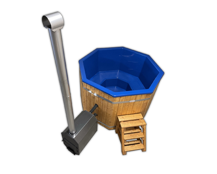 1.8m 8-cornered hot tub with fiberglass interior and external stove