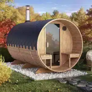 “3.6m” S3V Barrel sauna for 4 persons with outside seats