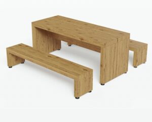 Fire island dining table+2 benches set