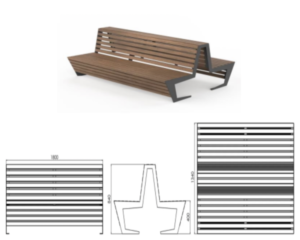 Double-sided bench Edge with backrest