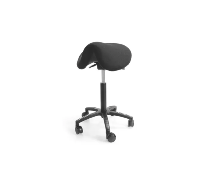 Soft-Saddle chair, black fabric upholstery