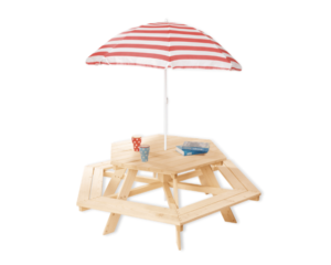 6 corner picnic table, for children (natural)
