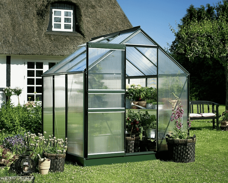 Greenhouse halls popular 3.8 m² with polycarbonate, green
