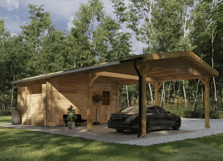 Garage with double carports 57 m²