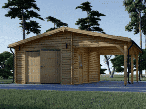 Compact garage with carport (7m x 6m), 44mm
