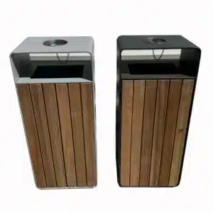 Outdoor dustbin with canopy, galvanised steel bucket and ashtray