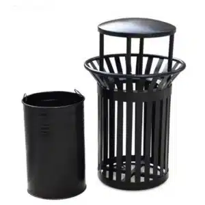 Outdoor dustbin with canopy, galvanised steel bucket and ashtray